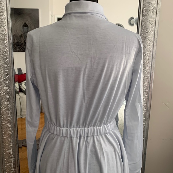 Casual zip up, cinch waist asymmetrical grey coat - Picture 10 of 16